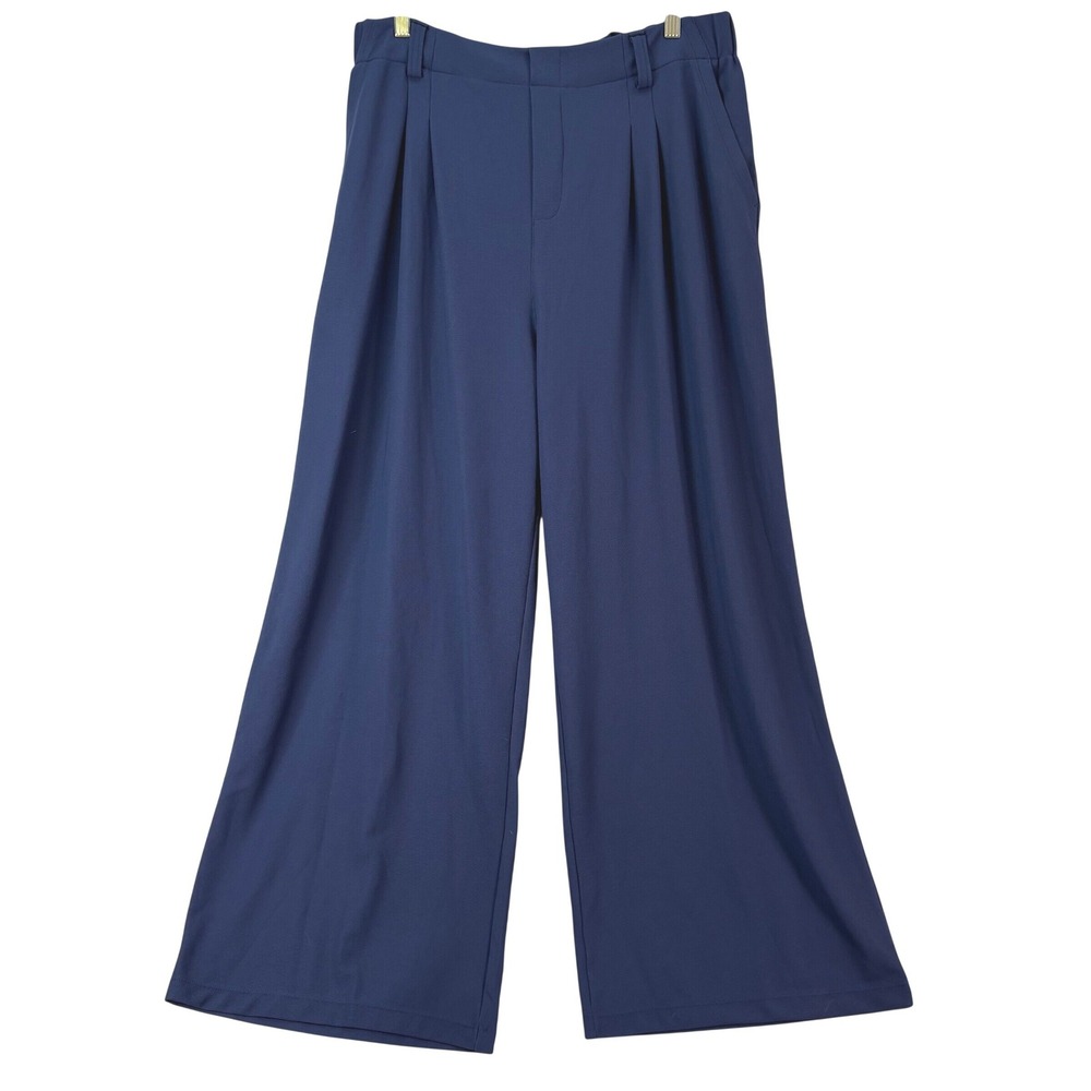Halara Pleated Wide Leg Trousers Navy Blue Sz XL Dark Academia Business Casual